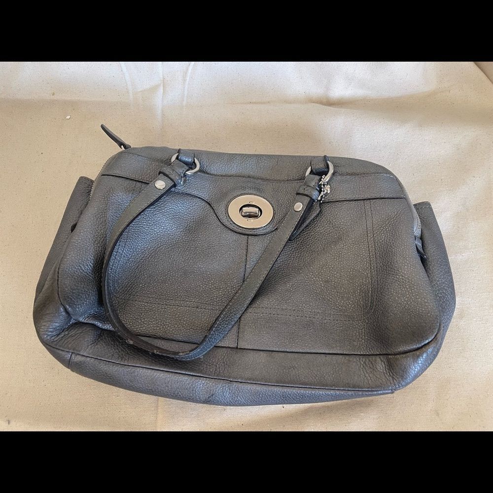 Metallic coach bag